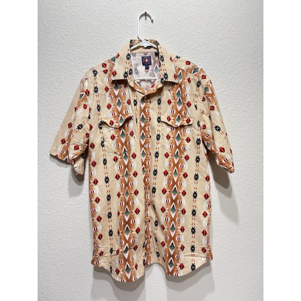 Panhandle Slim Western Snap Shirt Aztec Short Sleeve Large